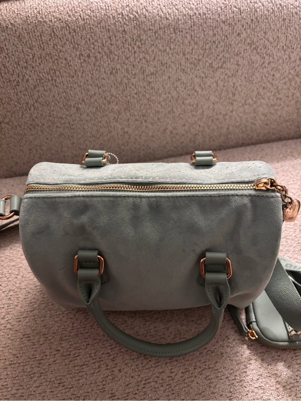 Juicy Couture Let it Shine Cool Blue Green Rhinestone Satchel - Picture 8 of 14